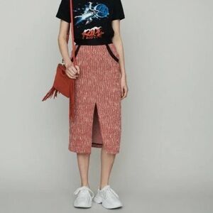 Maje Tweed Pencil Midi Skirt
